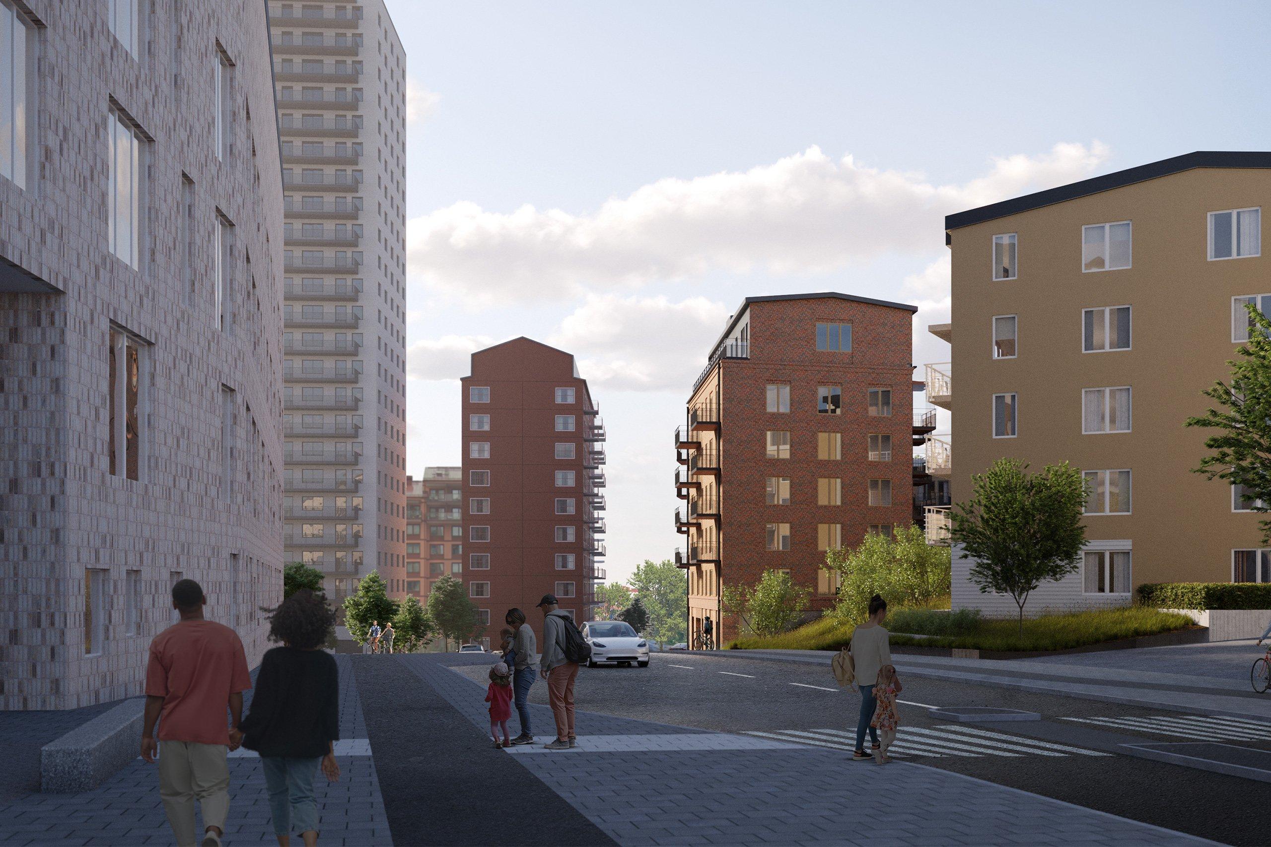 Mitt i Årstaberg nära natur och kommunikationer, planerar Seniorgården för ett nytt kvarter med nyproducerade bostäder (tidig visionsbild, avvikelser kan förekomma).